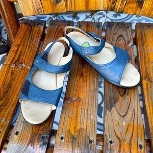 Blue leather Flexi sandals.  US Women’s 8
